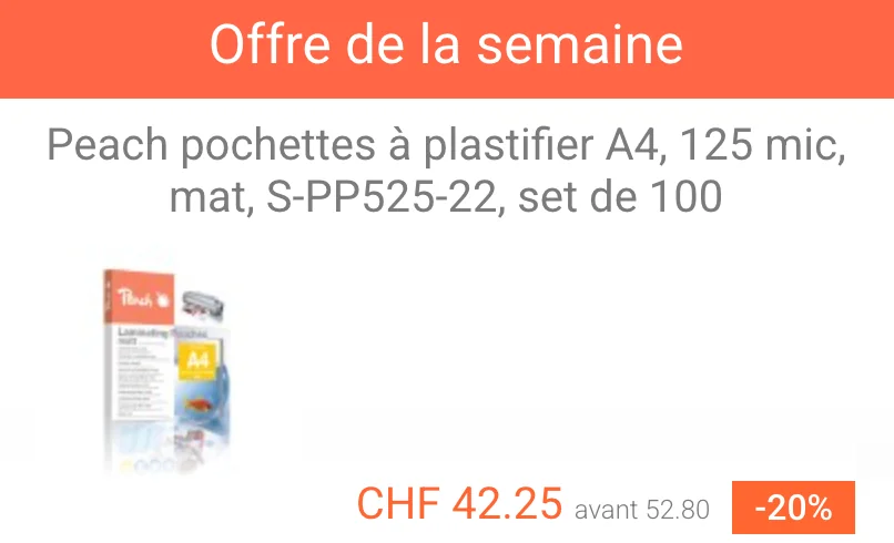 Preuve du coupon - Peach Store - Peach Store [[pochettes à plastifier A4]] à -20%